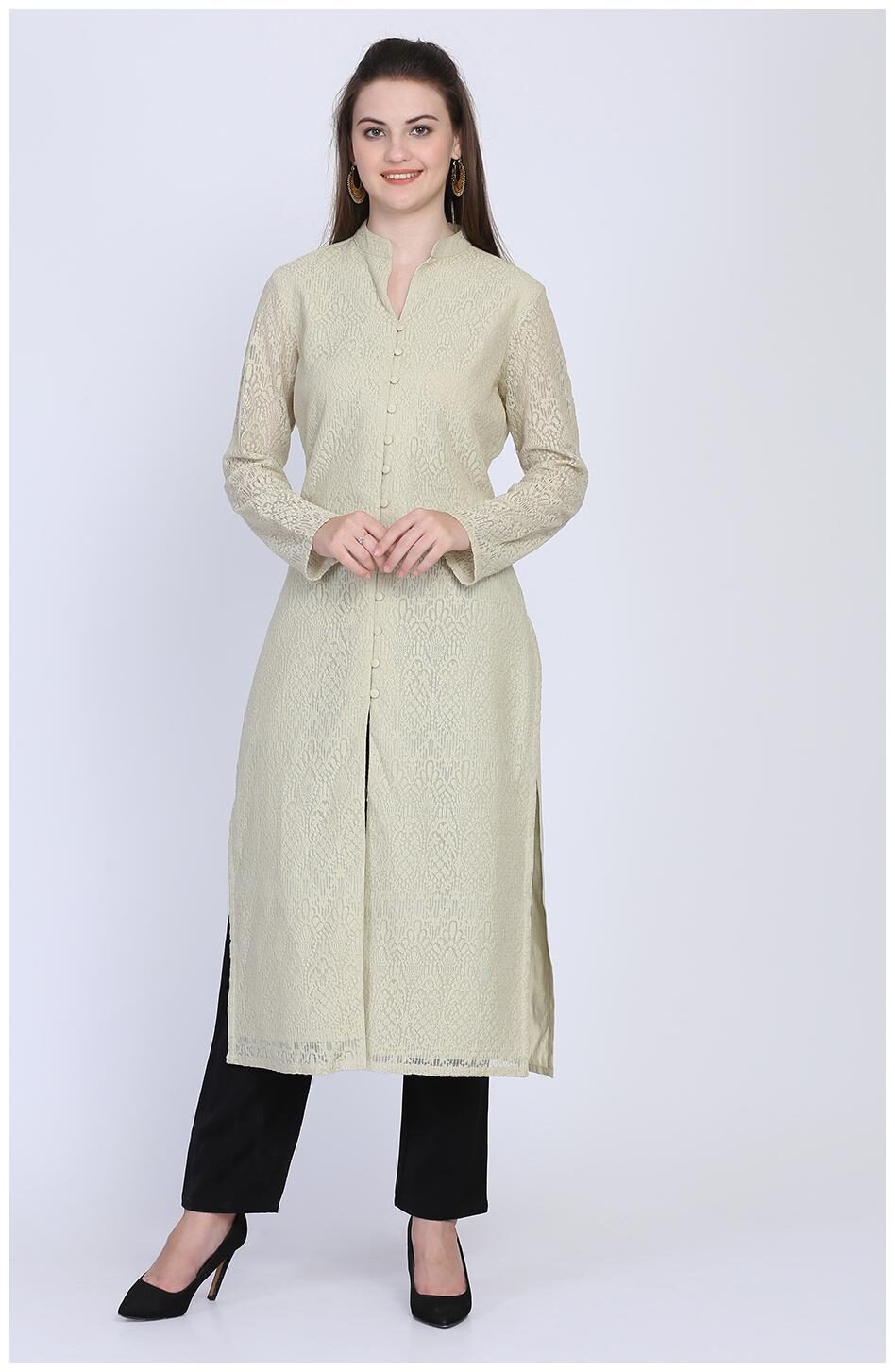 

Ojjasvi Women Green Solid Straight Kurta