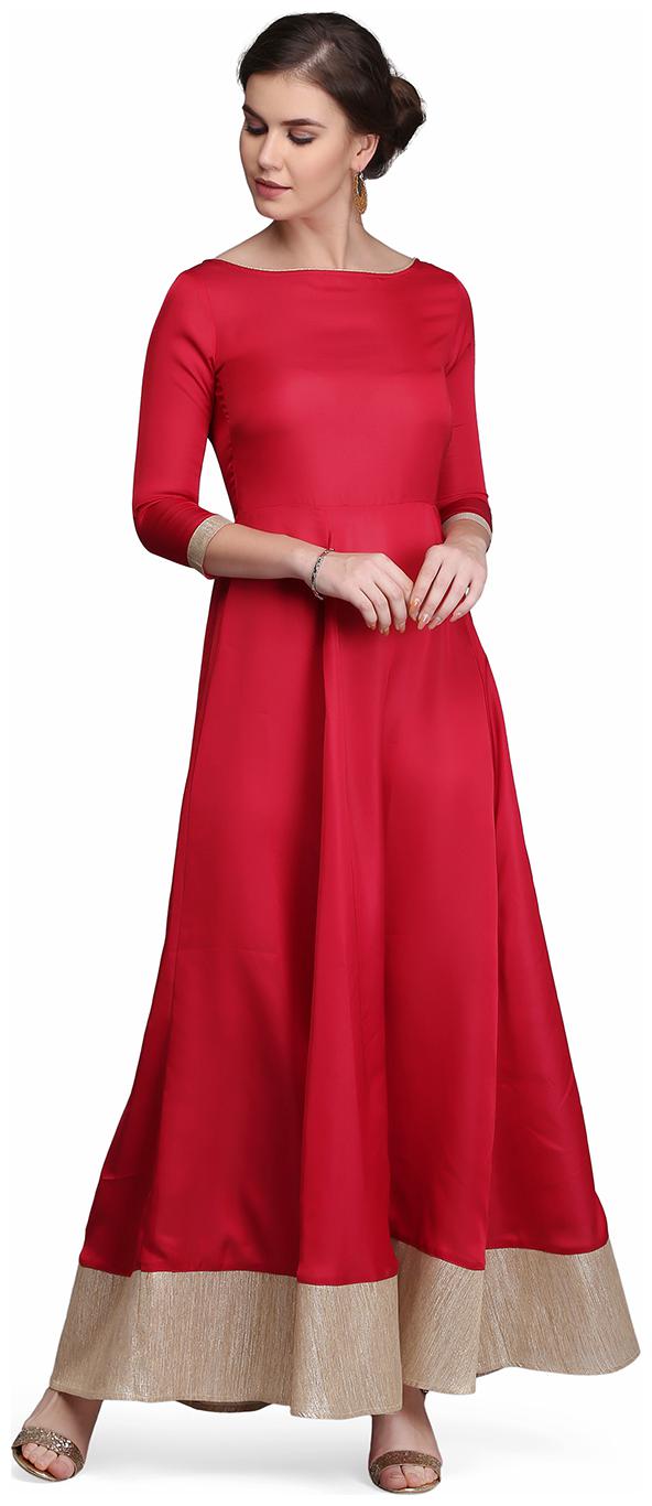

Ojjasvi Women Maroon Solid Layered Kurta