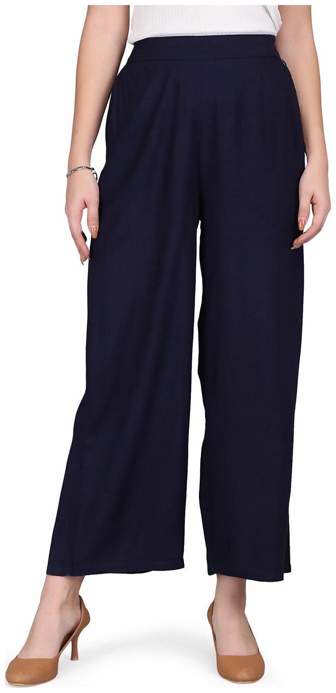 

Ojjasvi Blue Solid Straight Palazzo