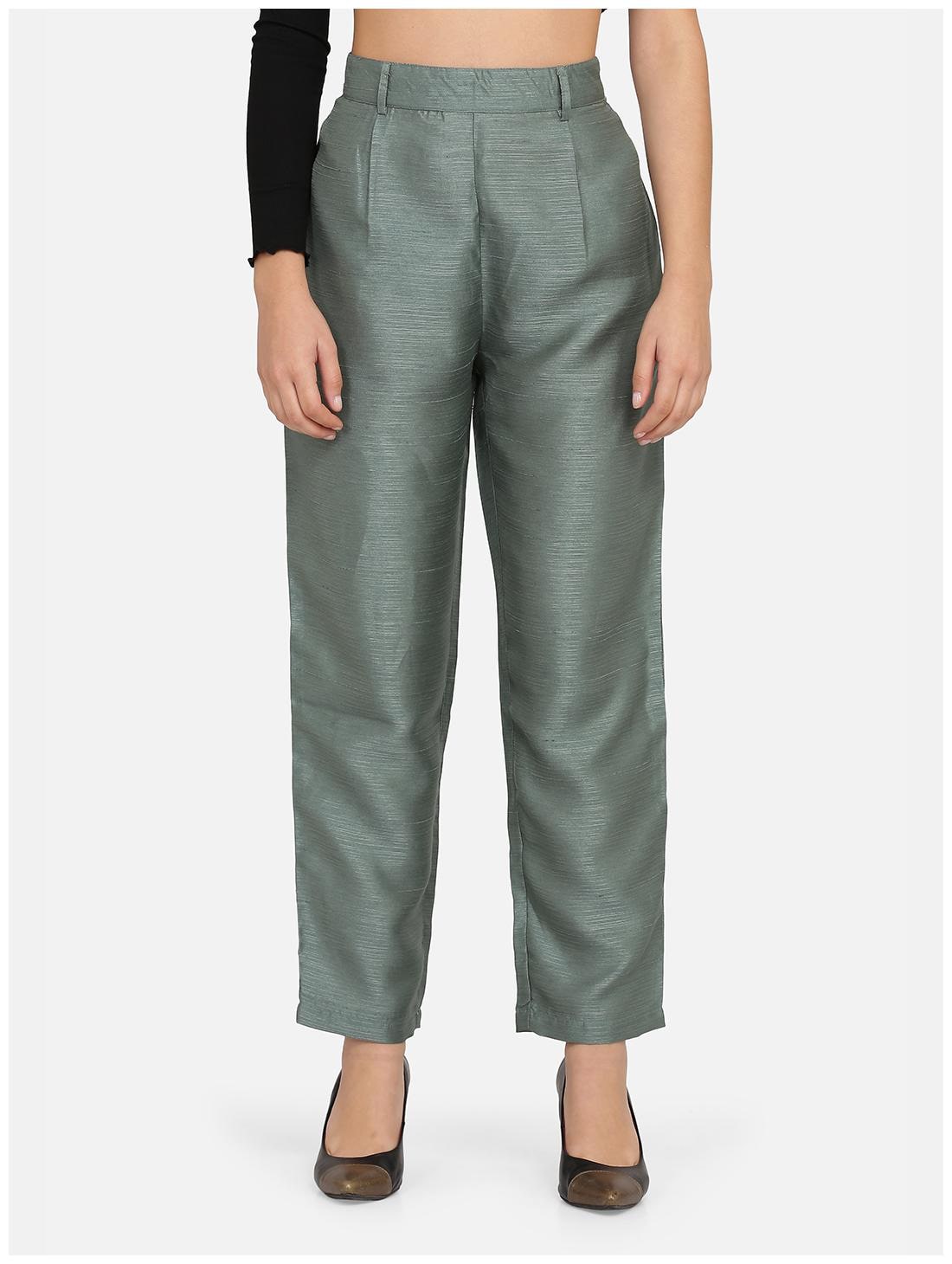 

Ojjasvi Women Green Narrow fit Regular trousers