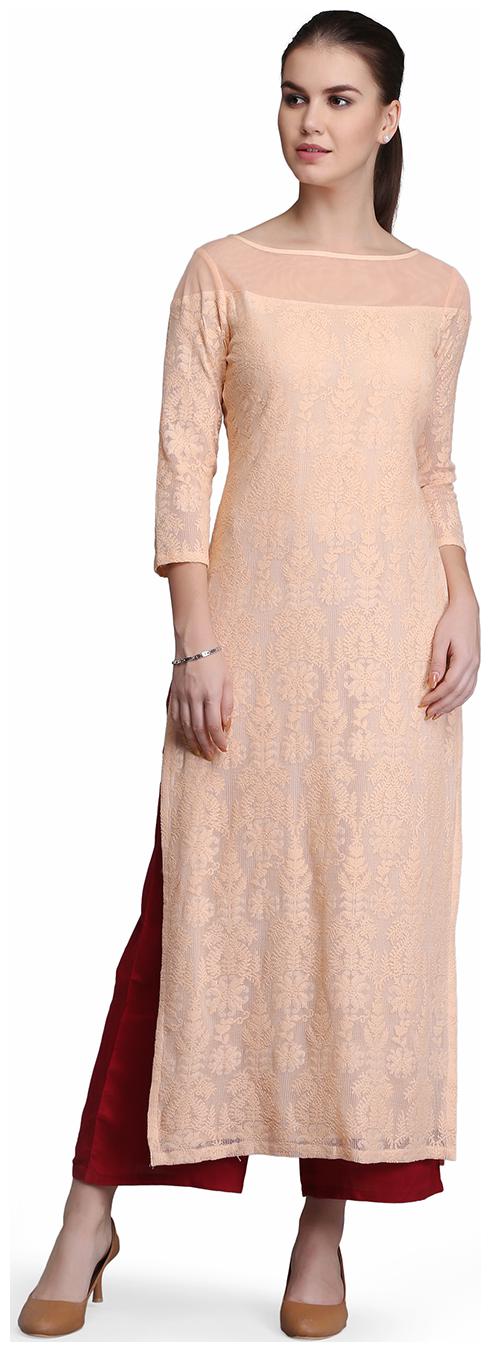 

Ojjasvi Women Pink Solid Straight Kurta
