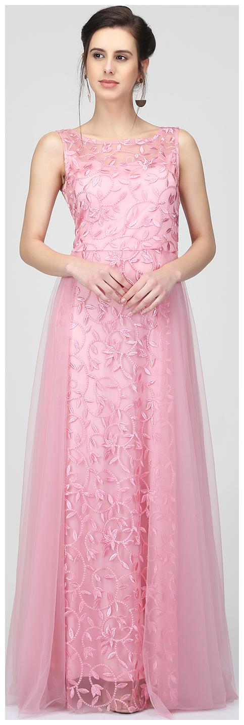 

Ojjasvi Pink Embroidered Fusion Gown