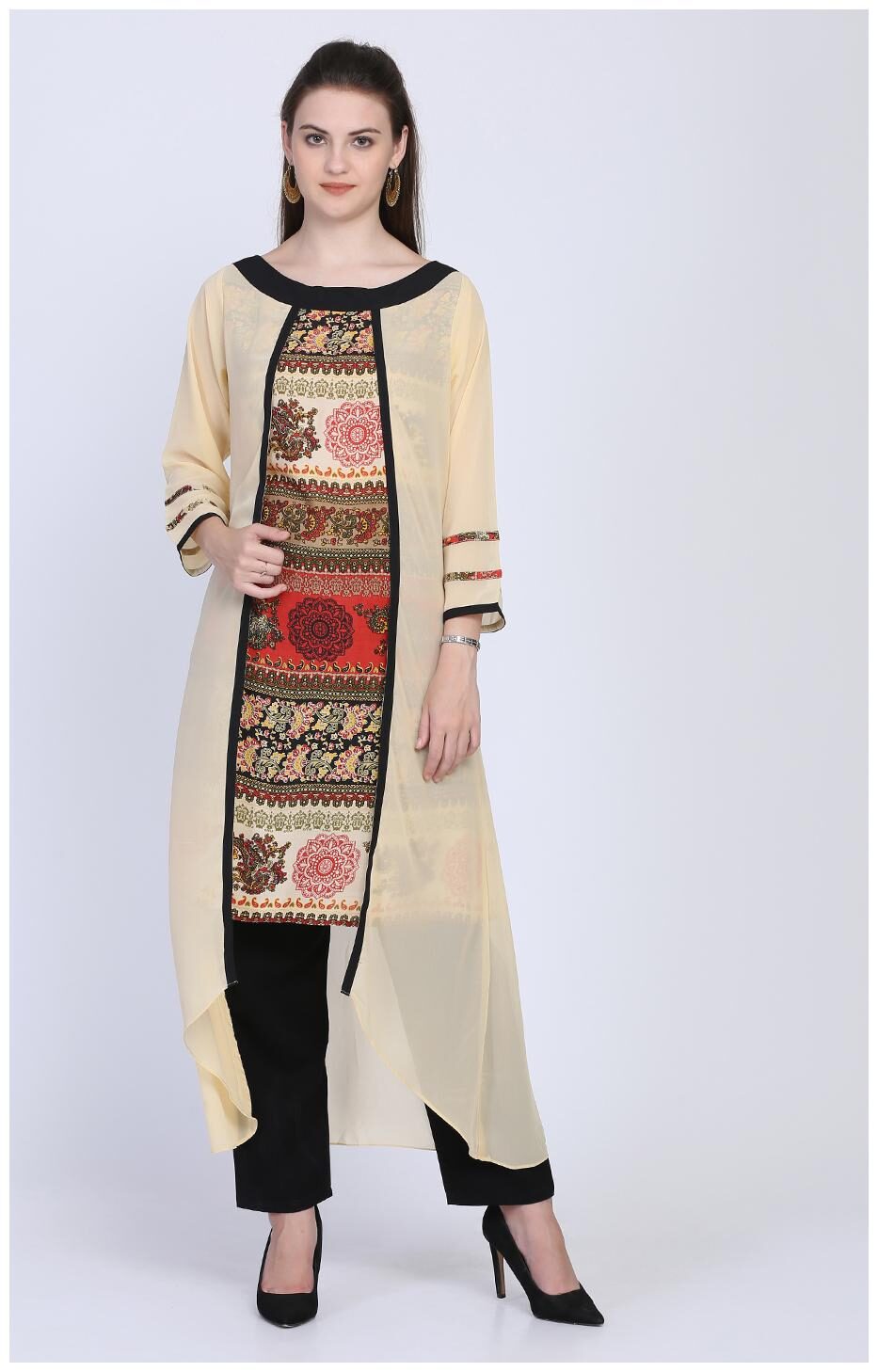 

Ojjasvi Rayon Printed Beige Color Kurta
