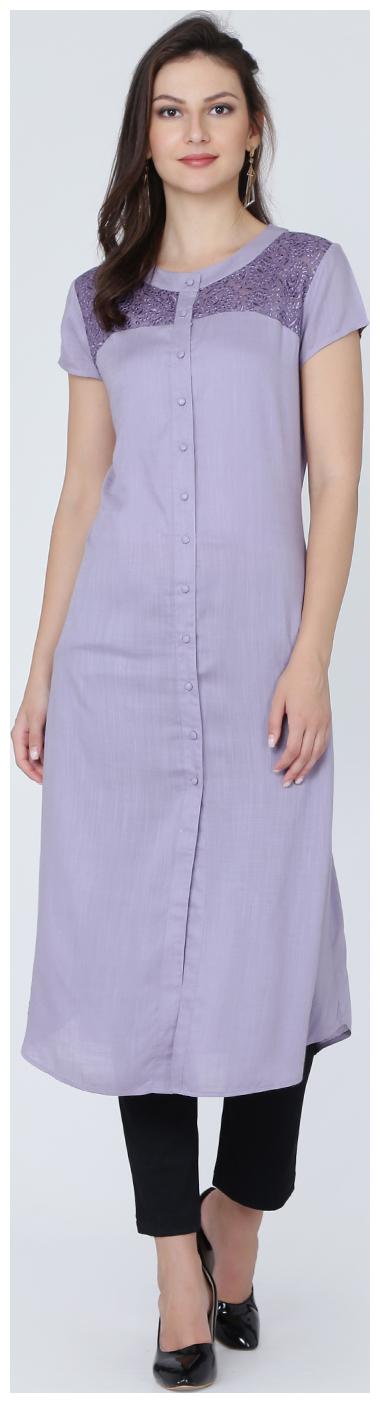 

Ojjasvi Rayon Embroidered Kurtas Kurtis Purple