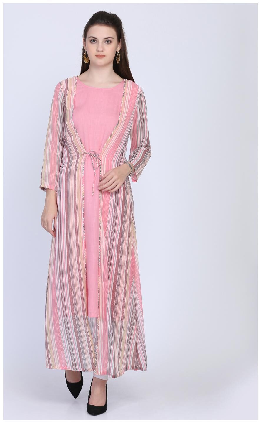 

Ojjasvi Rayon Striped Pink Color Kurta