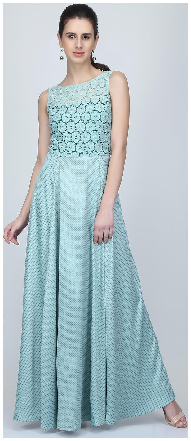 

Ojjasvi Green Printed Flared dress