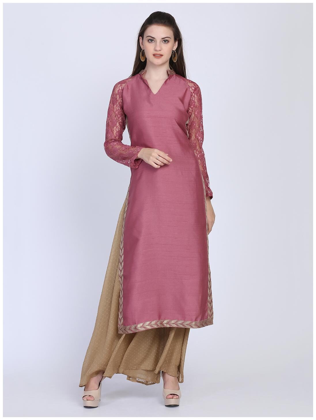 

Ojjasvi Women Pink Solid Straight Kurta