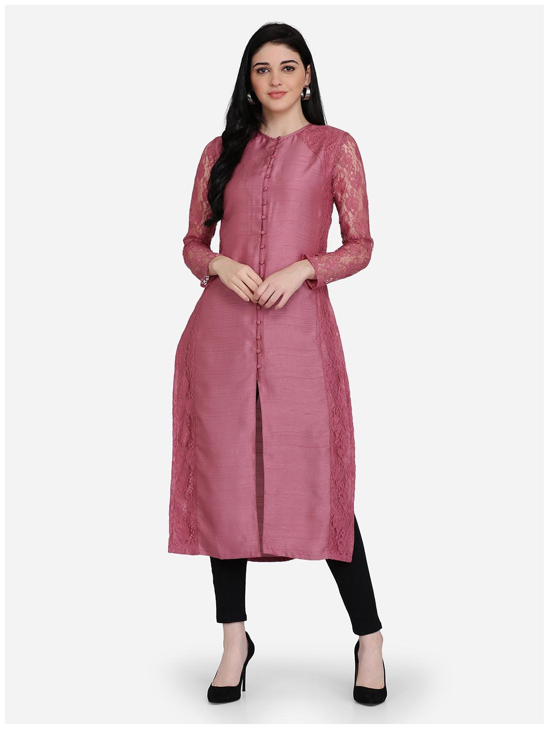 

Ojjasvi Women Pink Solid Straight Kurta