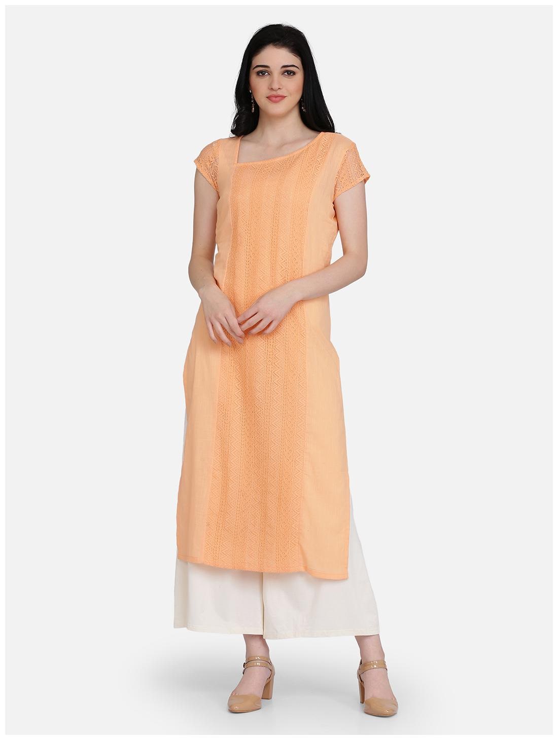 

Ojjasvi Women Orange Solid Straight Kurta