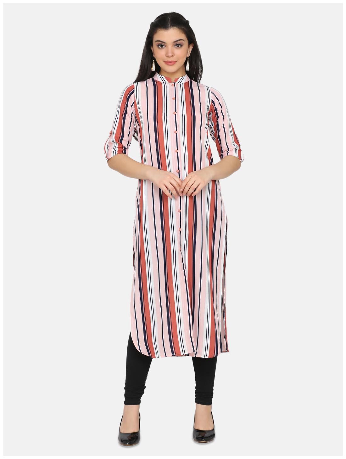 

Ojjasvi Women Multi Striped Straight Kurta