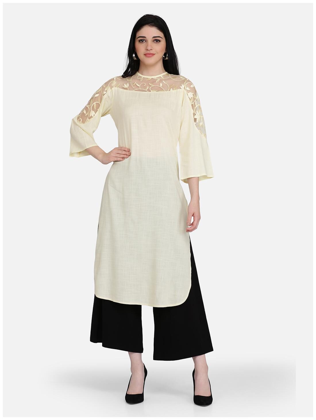 

Ojjasvi Women Yellow Solid Straight Kurta