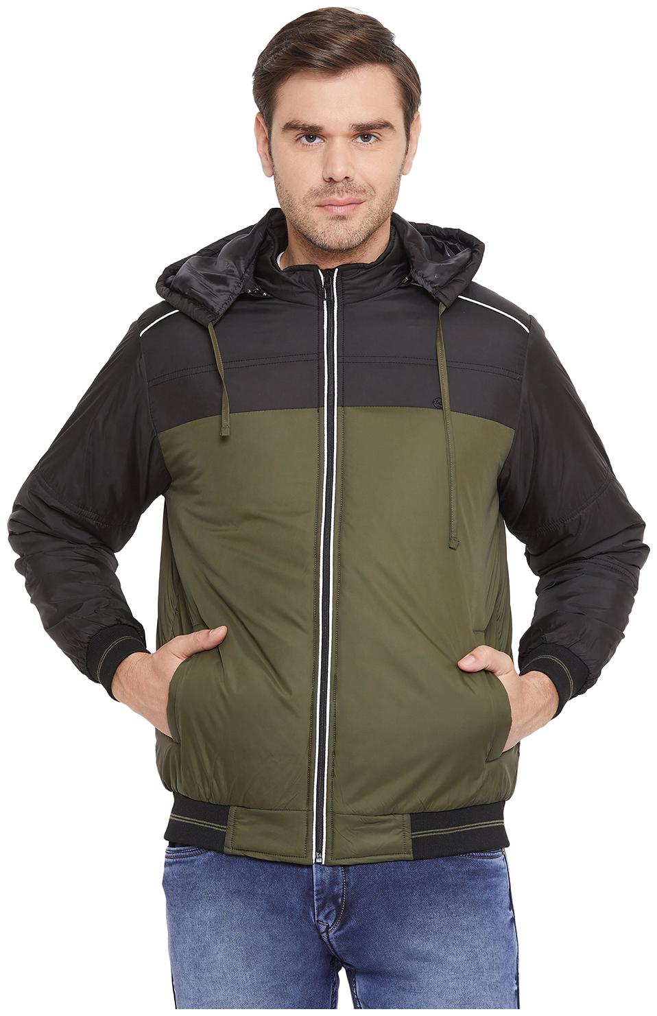 

Okane Men Navy blue Olive Colorblocked Quilted jacket