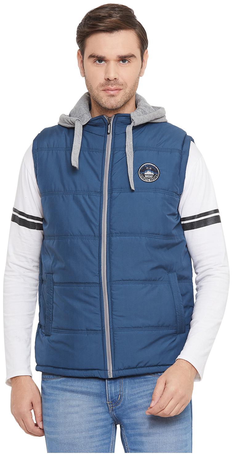 

Okane Men Blue Solid Quilted jacket