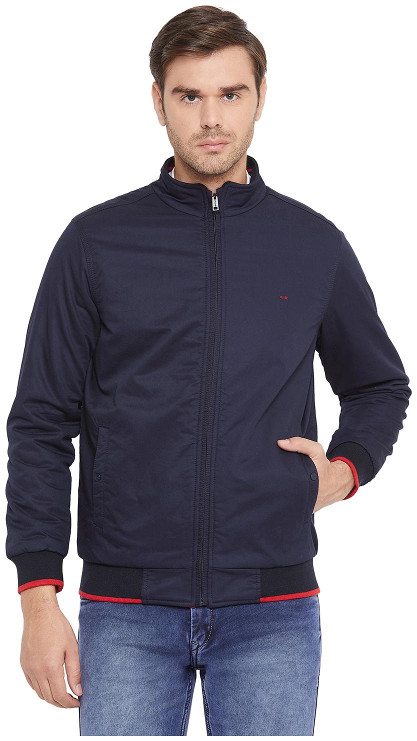 

Okane Men Navy blue Solid Bomber jacket