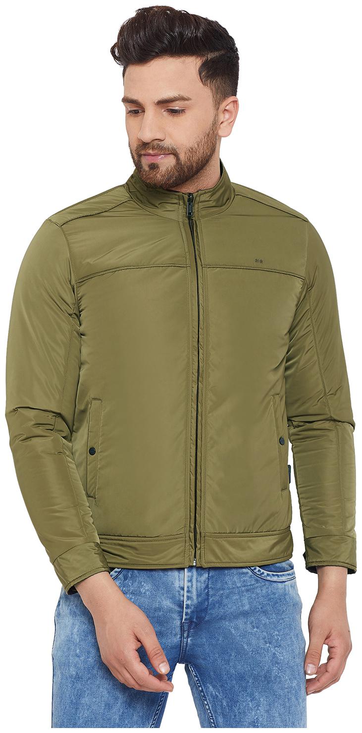

Okane Men Olive Solid Biker jacket