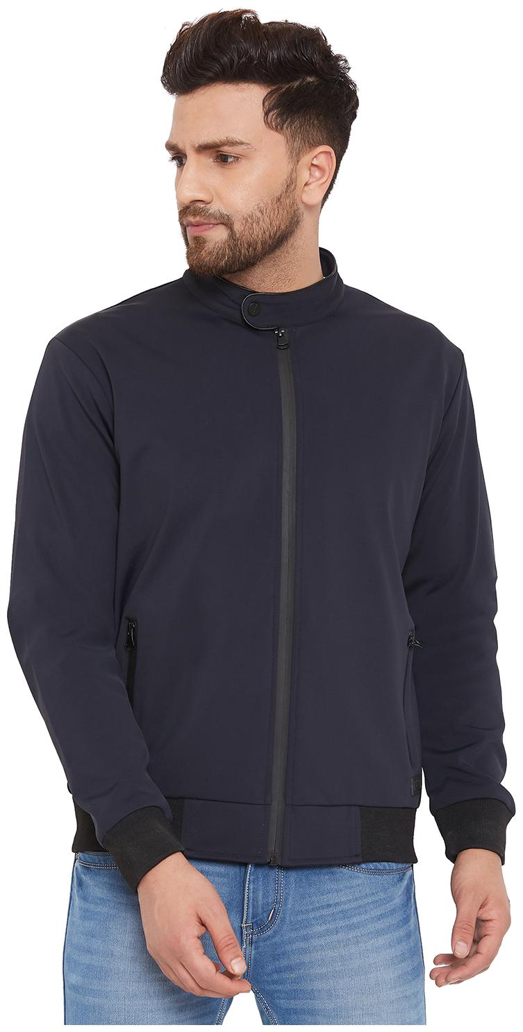 

Okane Men Navy blue Solid Bomber jacket