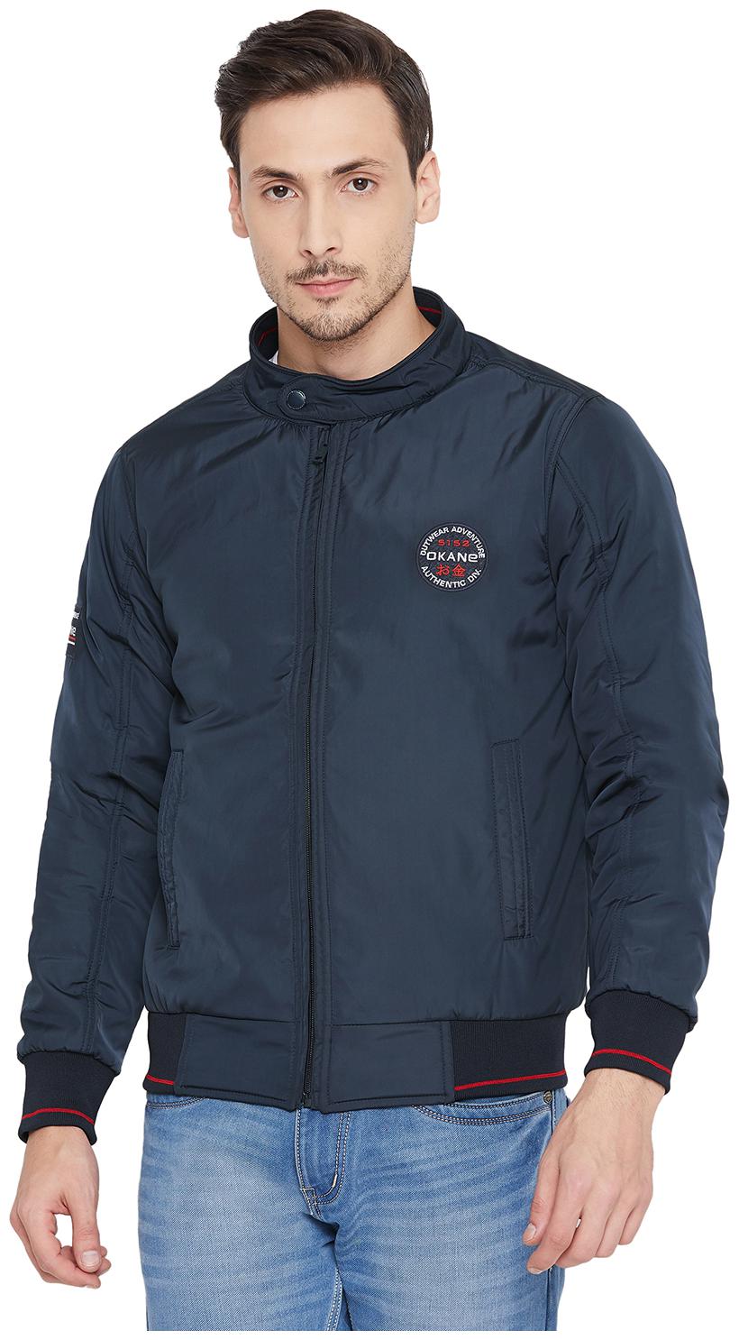 

Okane Men Navy blue Solid Bomber jacket