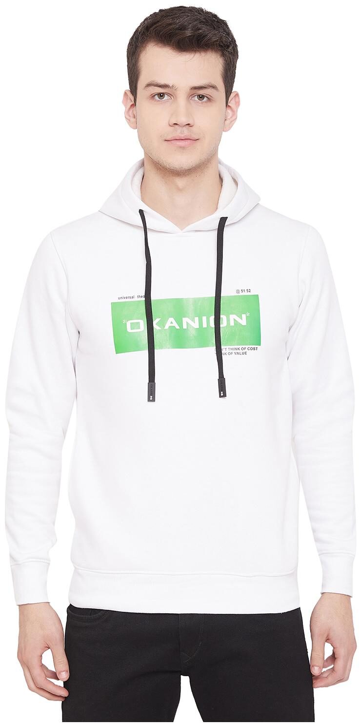 

Okane Men White Hooded Sweatshirt