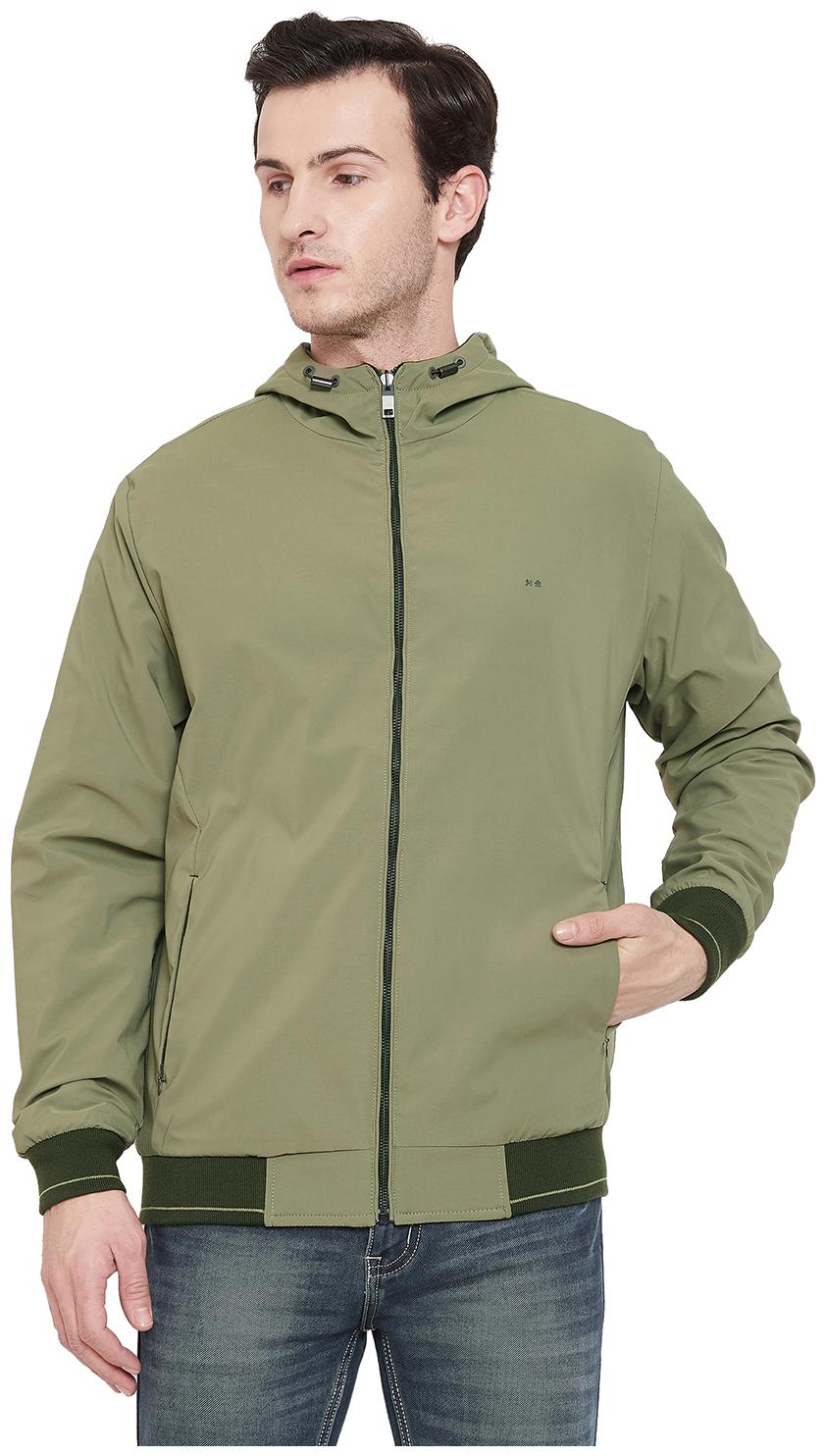 

Okane Men Green Solid Bomber jacket