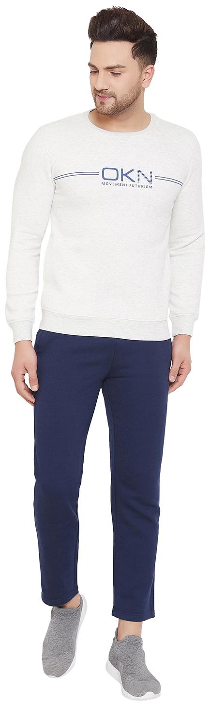 

Okane Men White Navy Blue Solid Regular Fit Track Suit