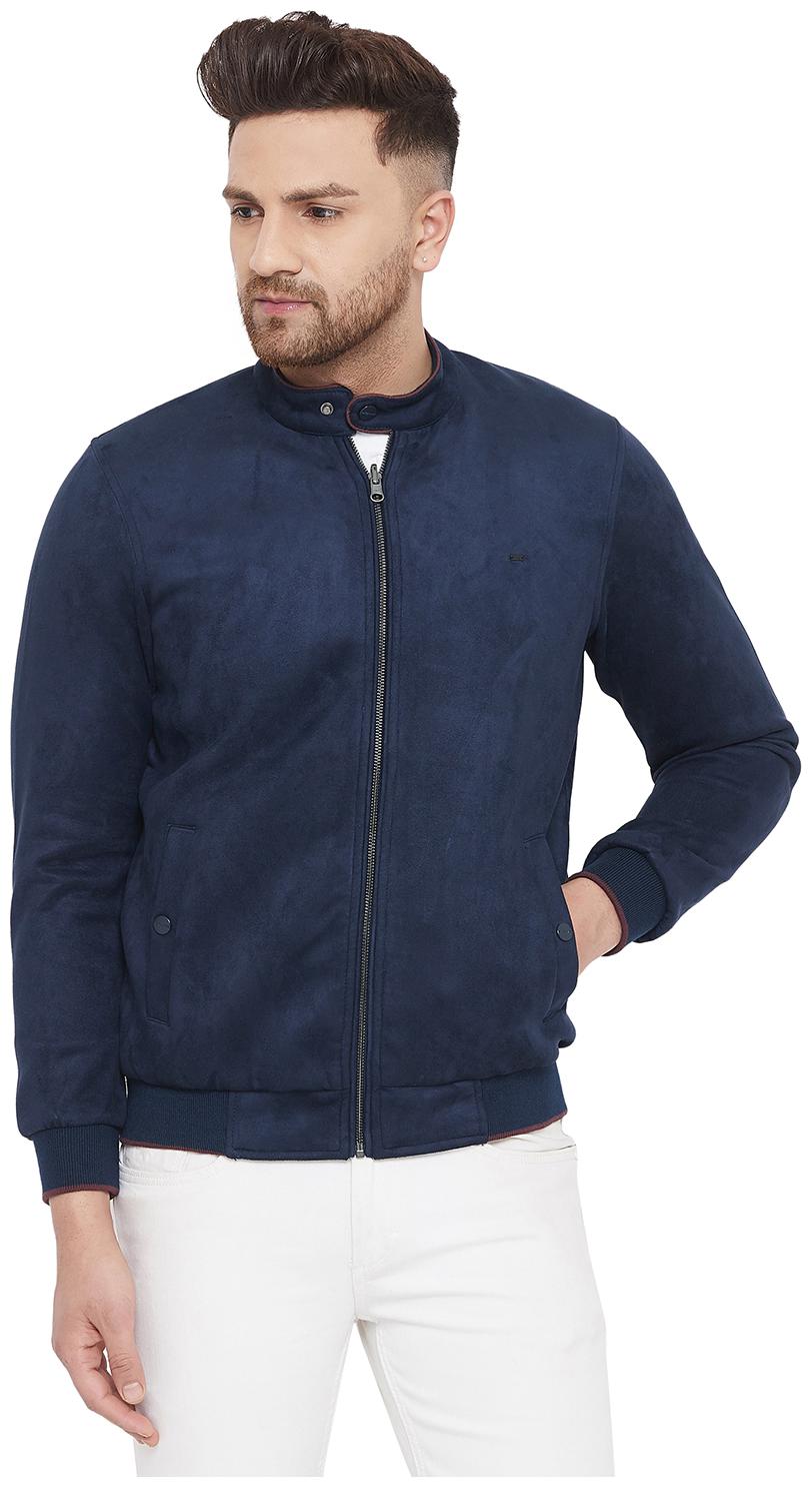 

Okane Men Navy blue Solid Bomber jacket
