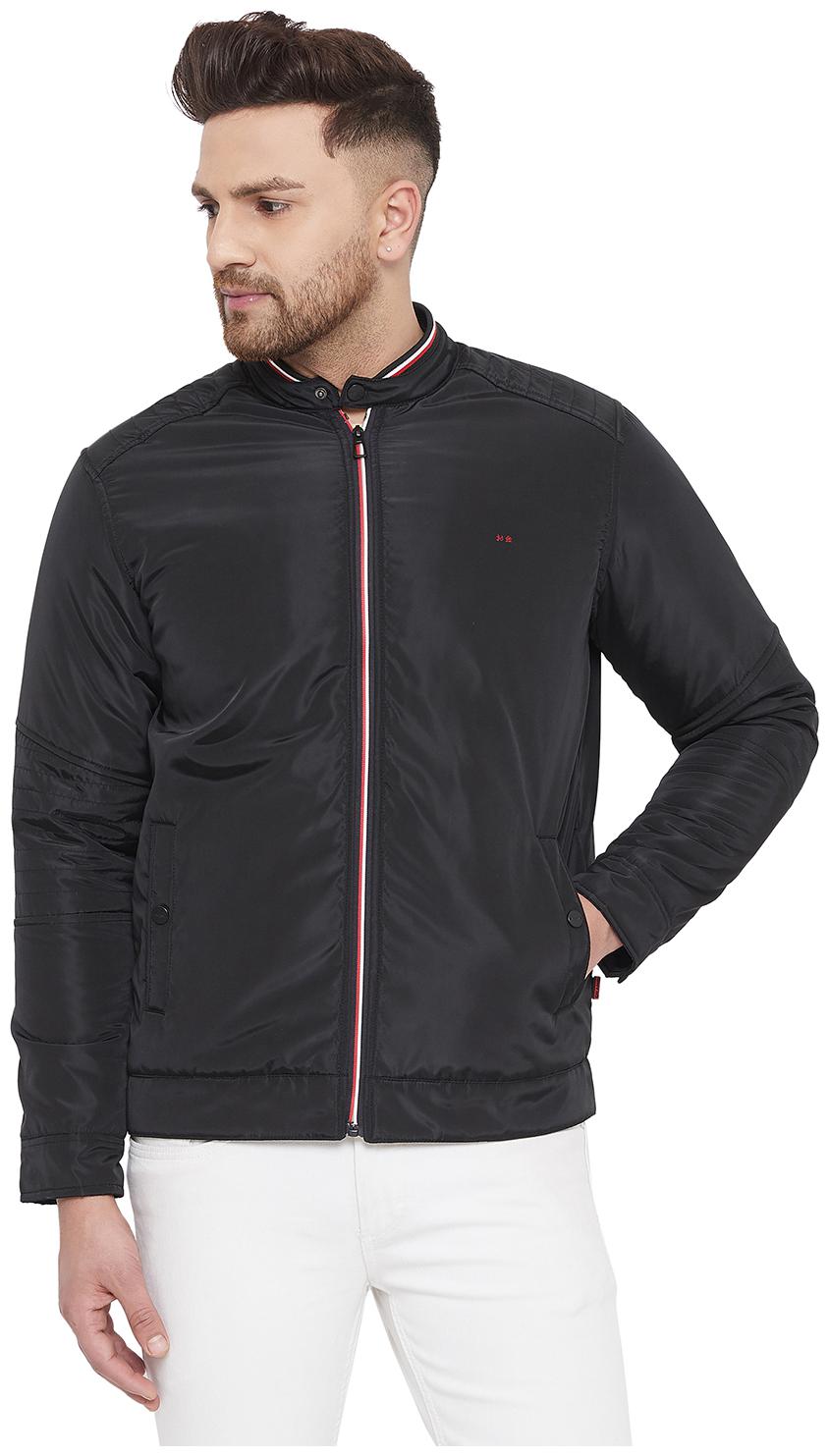 

Okane Men Black Solid Bomber jacket