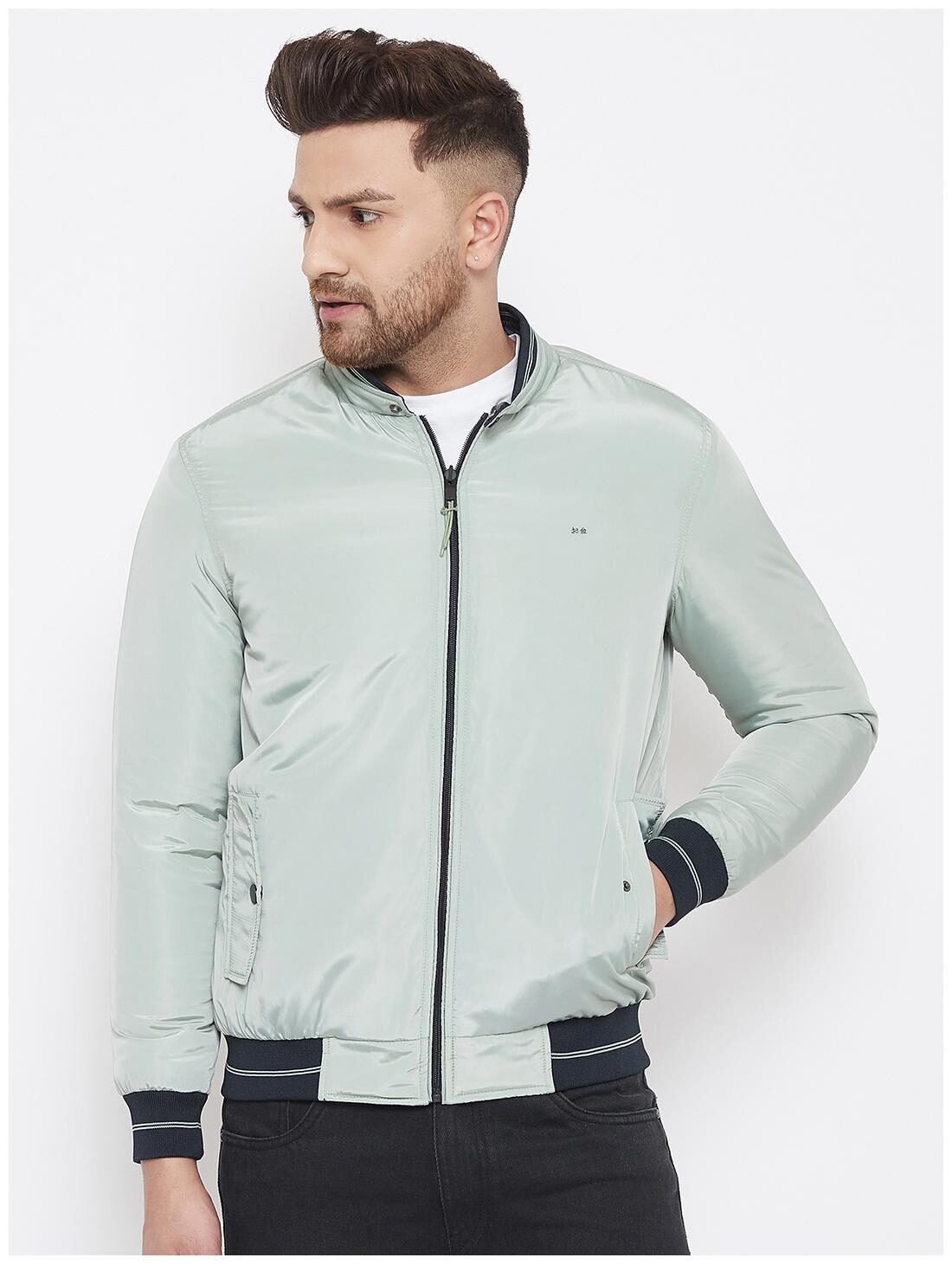 

Okane Men Green Solid Bomber jacket