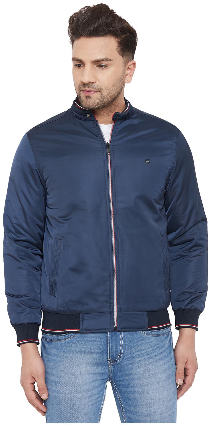 

Okane Men Navy blue Solid Bomber jacket