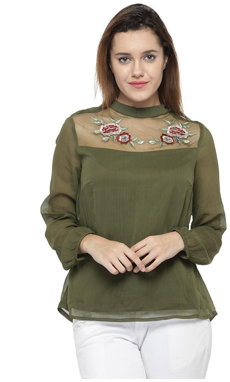 

Oxolloxo Women Solid A-line top - Green