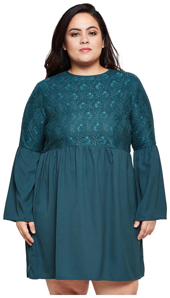 

OXOLLOXO Green Solid A-line dress