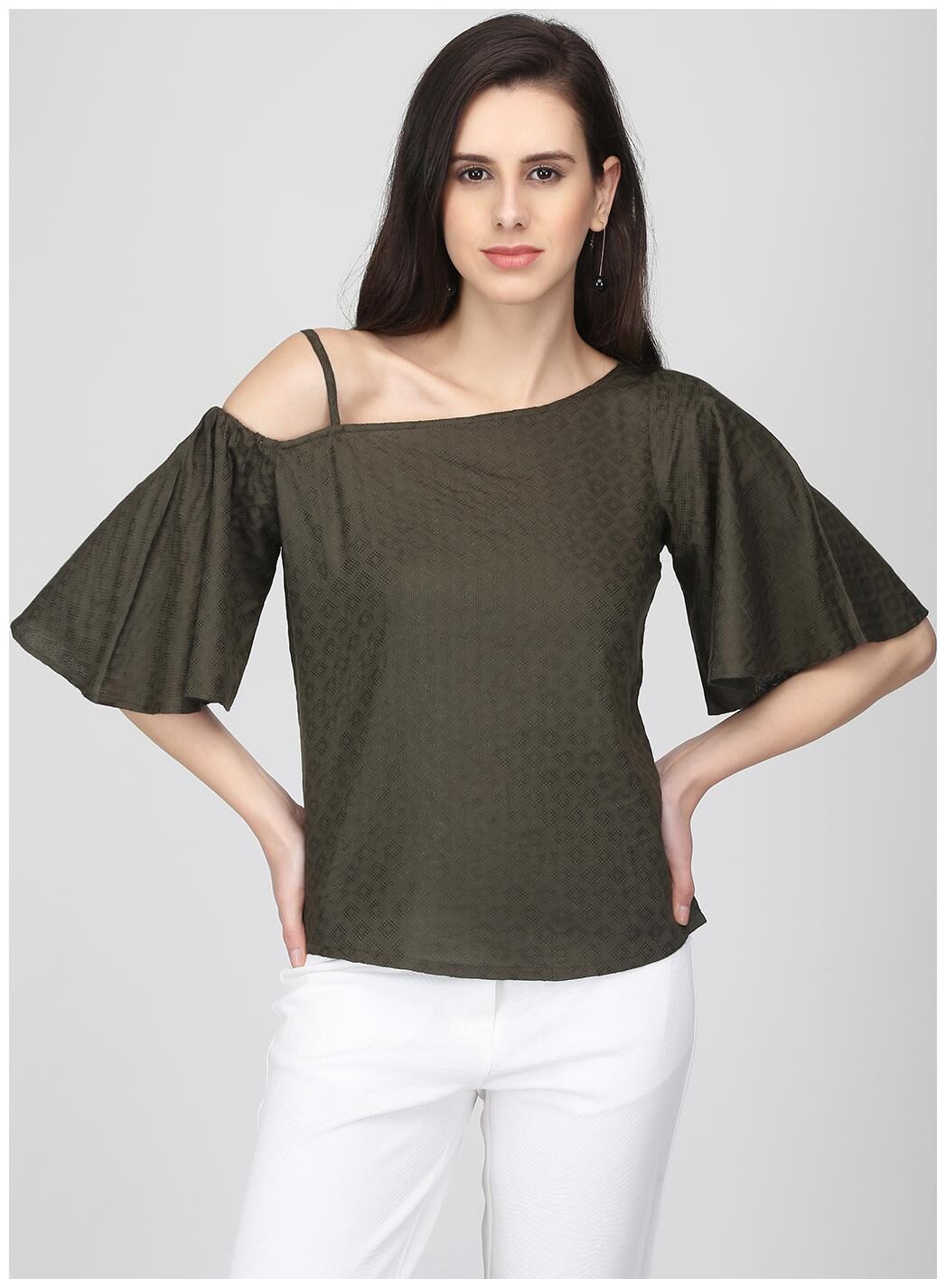 

EAVAN Women Self design Blouson top - Green