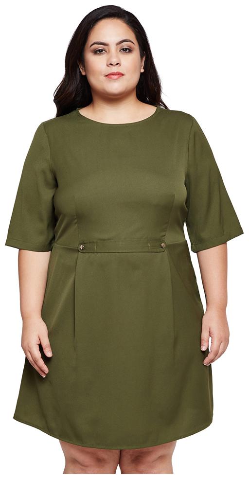 

OXOLLOXO Green Solid A-line dress