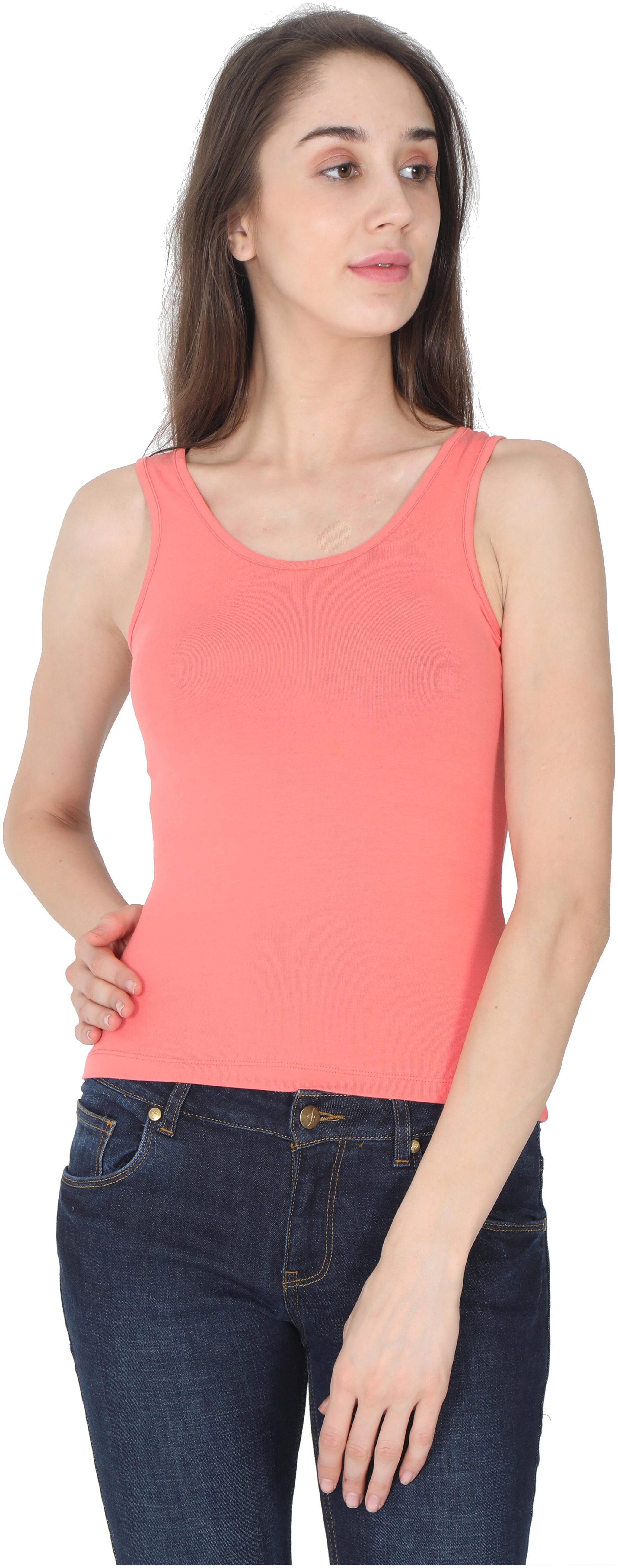 

Olli Women Pink Regular fit Round neck Cotton Tank top