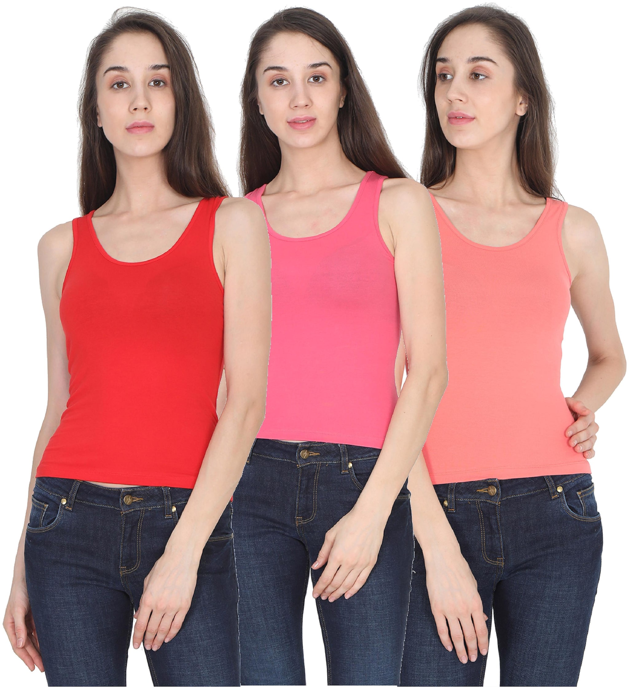 

Olli Women Multi Regular fit Round neck Cotton Tank top