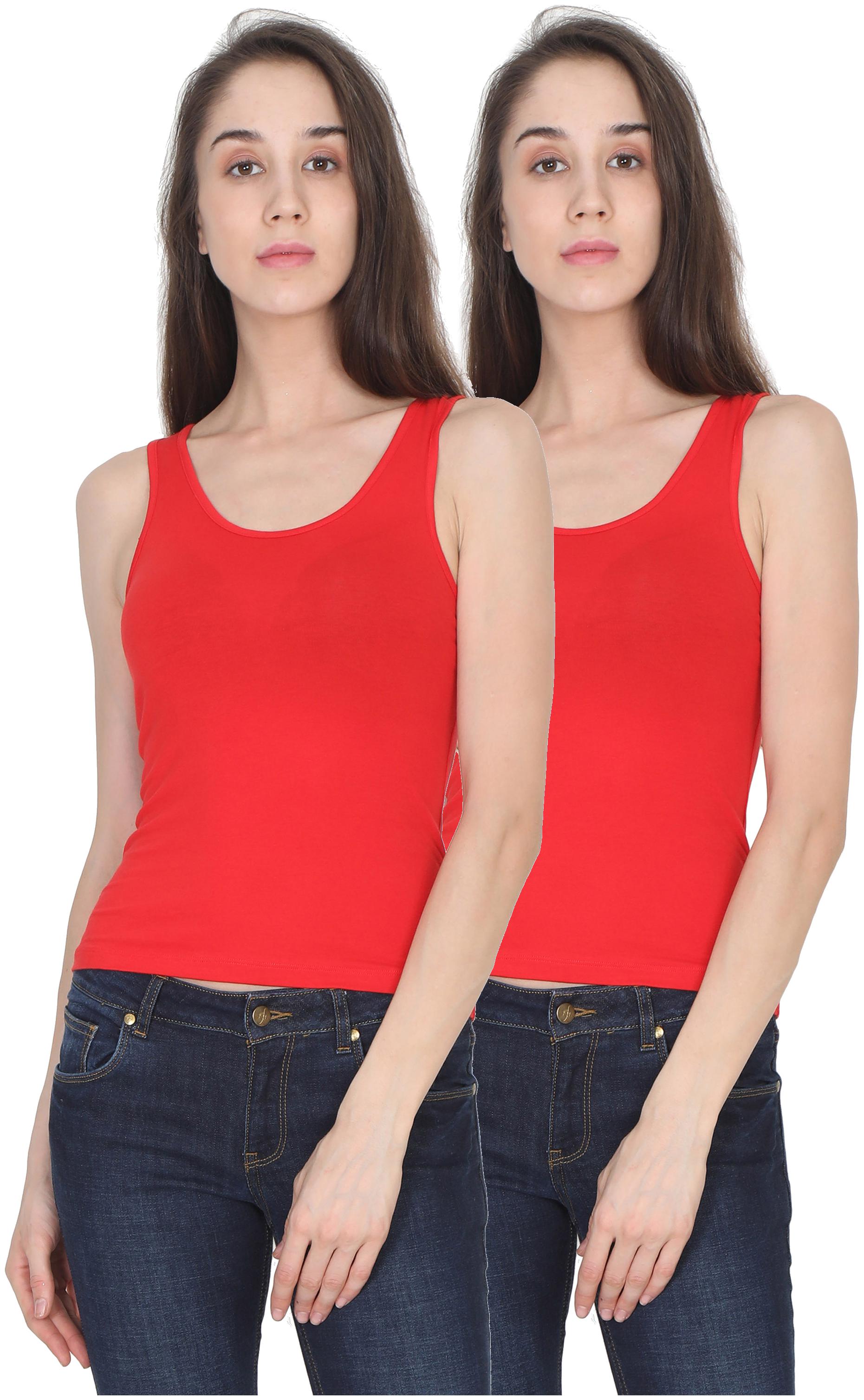 

Olli Women Red Regular fit Round neck Cotton Tank top