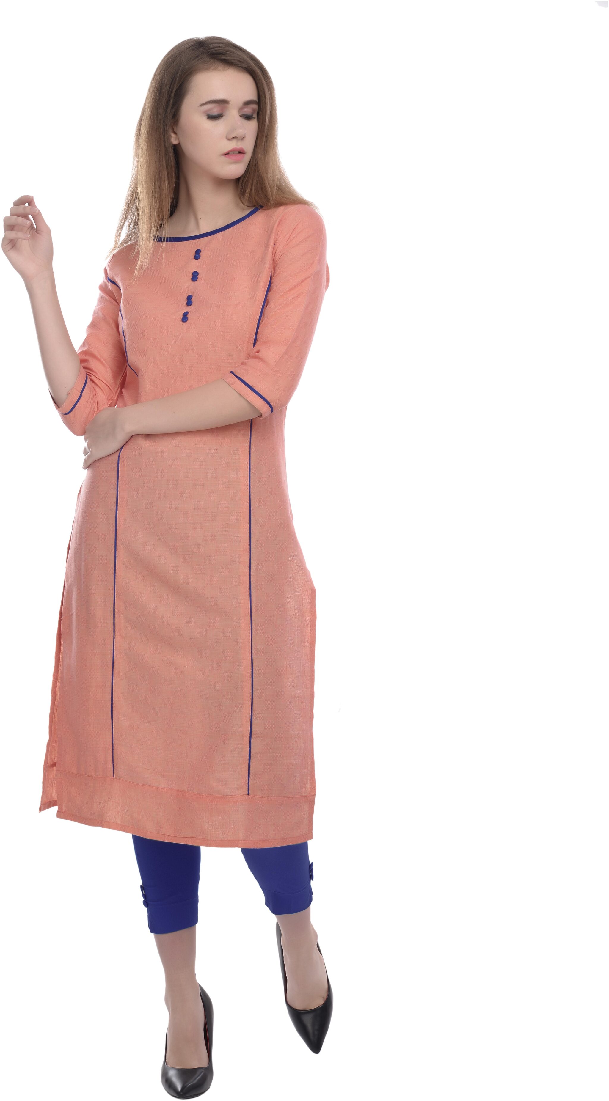 

ollki Women Orange Printed Regular Kurta