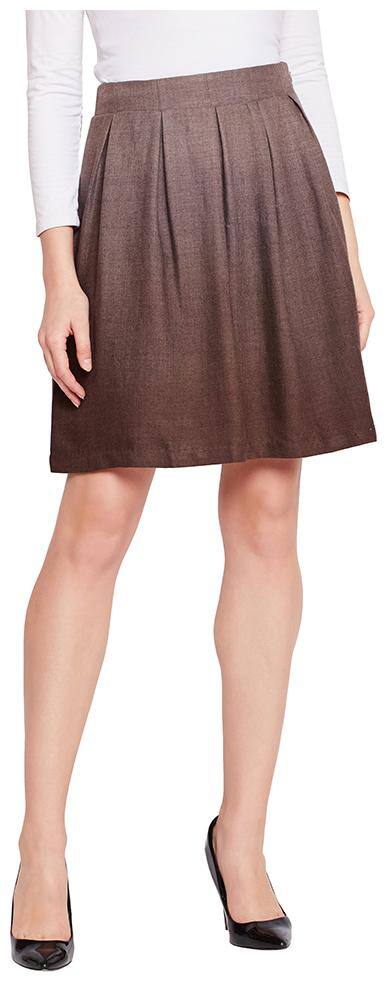 OXOLLOXO Solid A-line skirt Mini Skirt - Brown