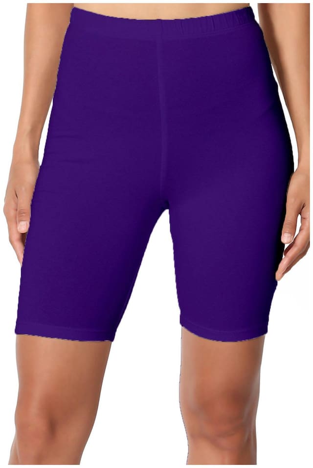 OMIKKA Women Cotton Regular Shorts - Purple