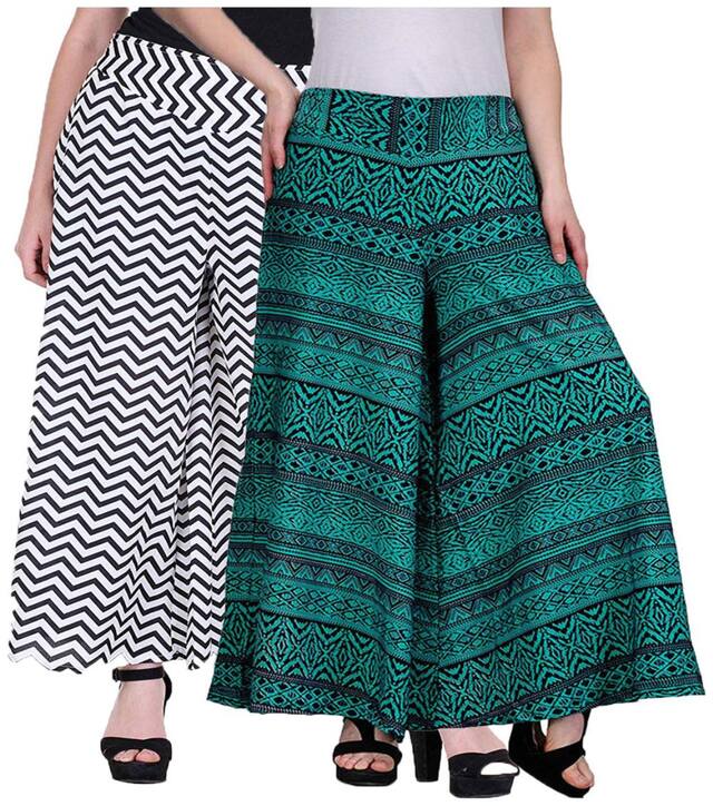 Omikka Crepe Printed Palazzo for Women Pack of 2