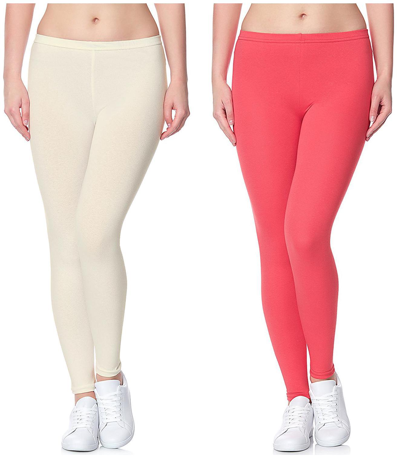 

Omikka Ultra Super Soft 220 GSM Stretch Bio Wash Ankle Length Leggings Regular Sizes 20 Plus Solid Colors Pack of 2