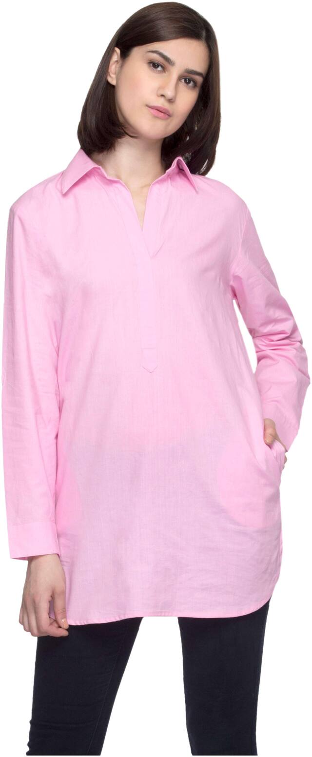One Femme Women Solid Regular tunic - Pink