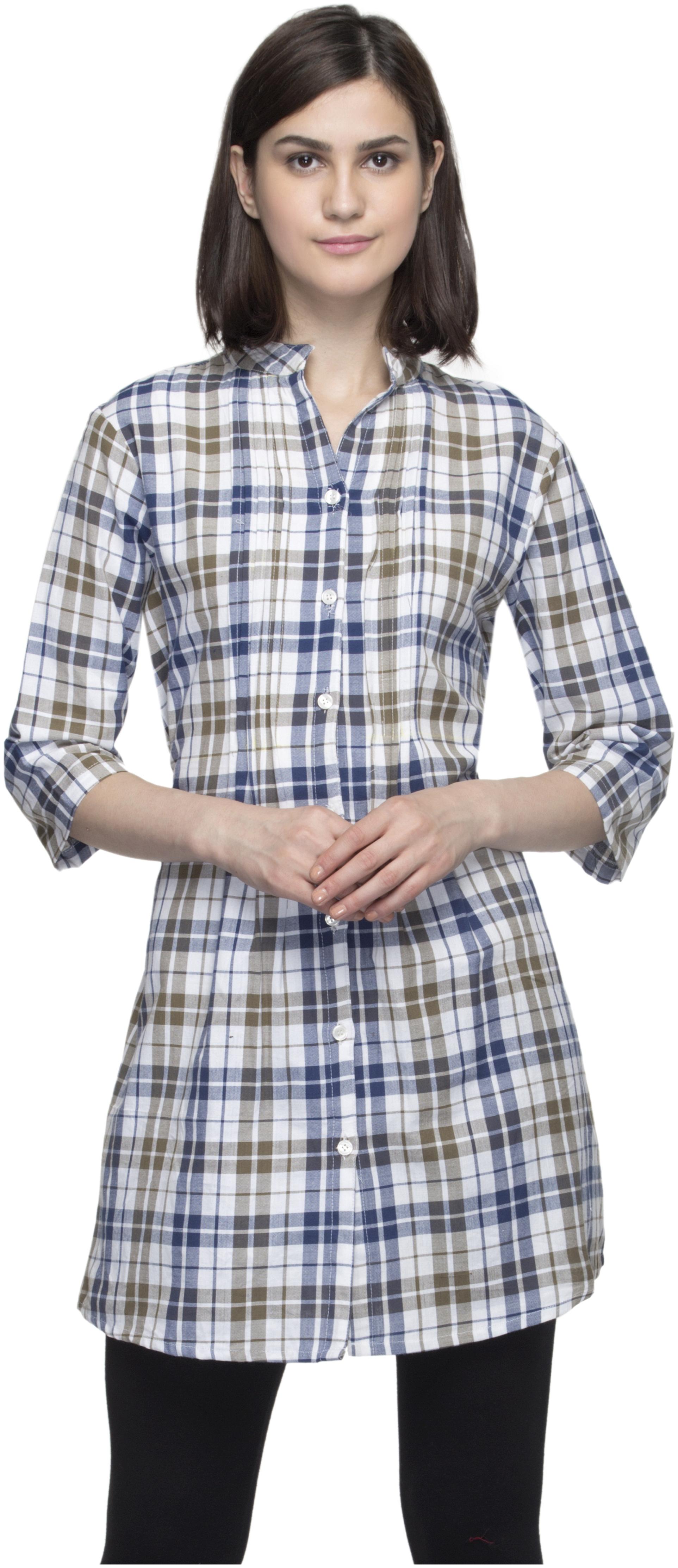 

One Femme Women White Checked Regular Fit Shirt