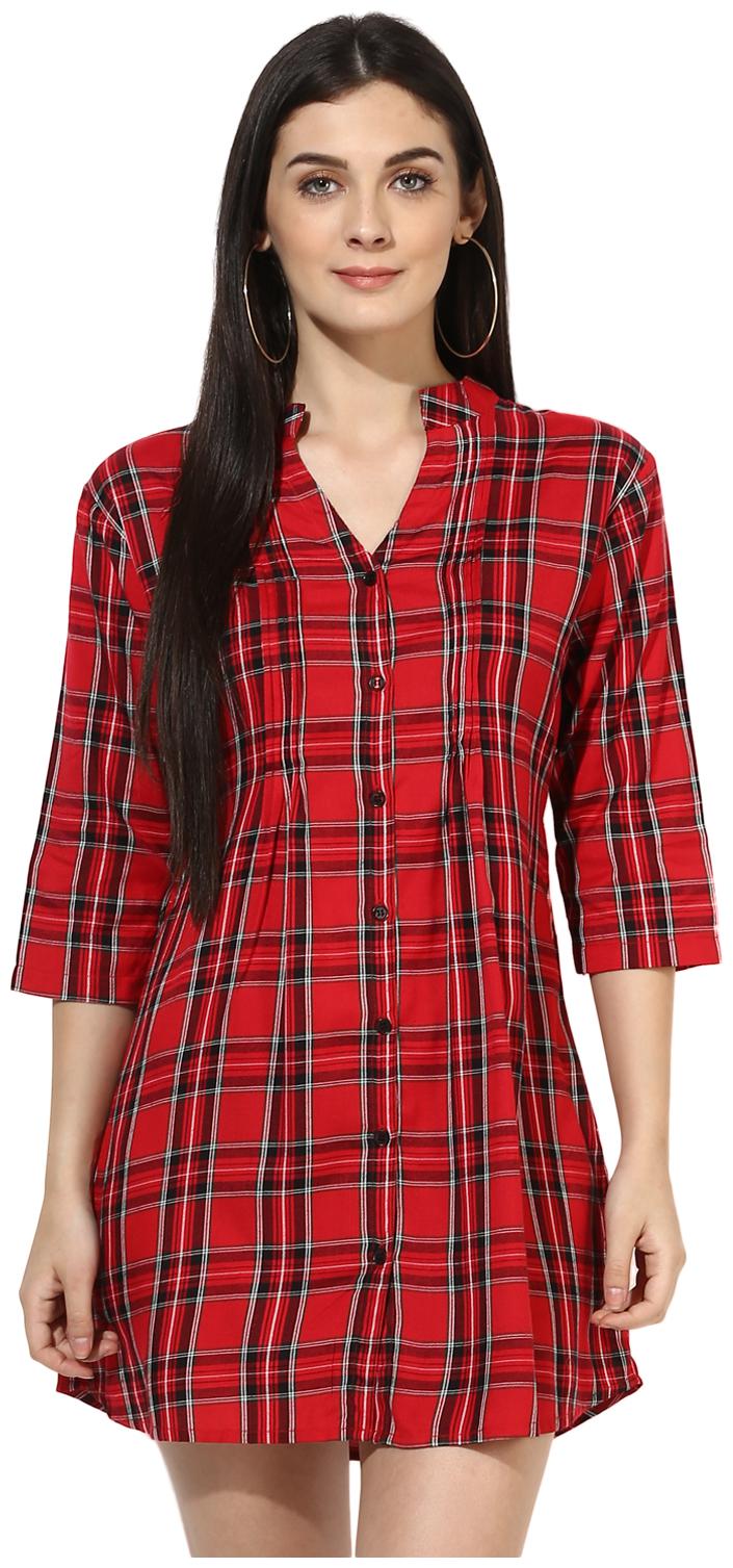 

One Femme Women Checked Fusion tunic - Multi