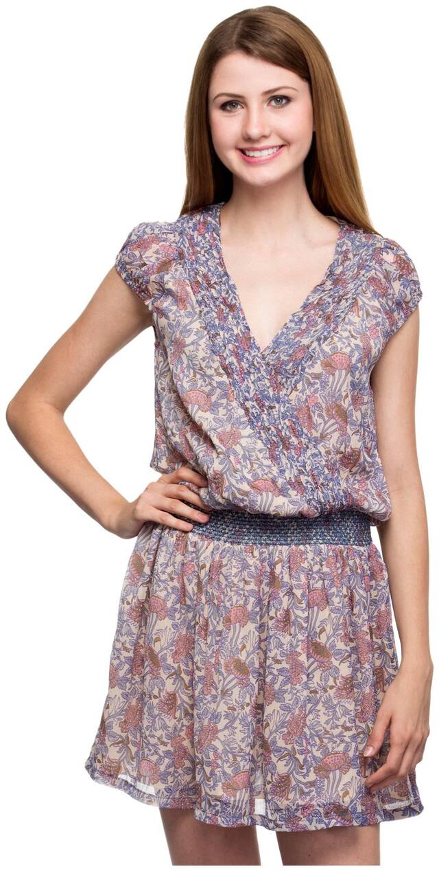 One Femme Women's Pleated Front Floral Print Dress