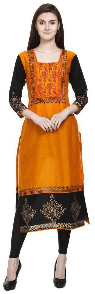 

orange cotton straight kurta