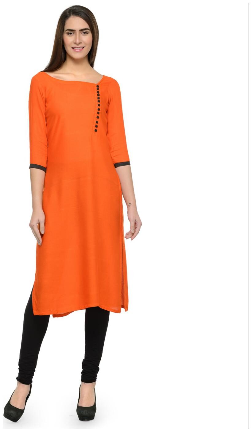 

Enchanted Drapes Women Orange Solid Straight Kurti