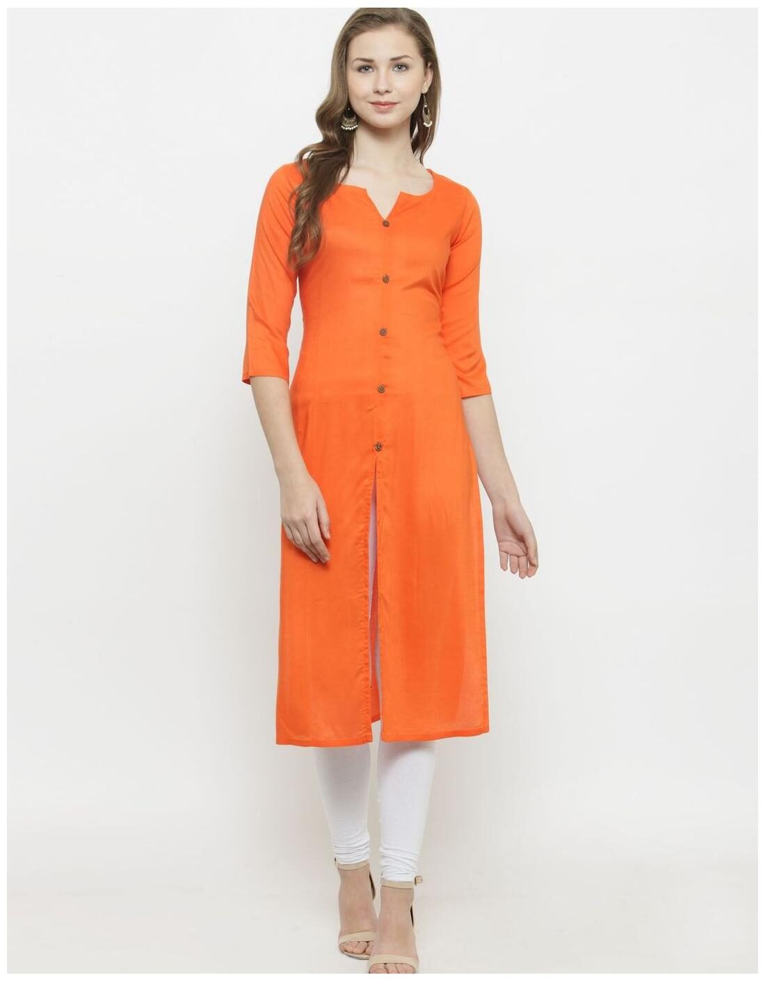 

Orange Rayon front Slit Kurti