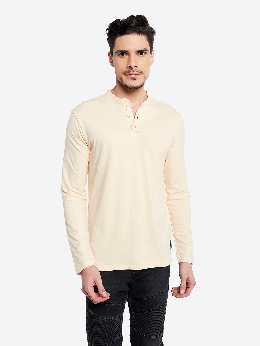 

Organic Chics Men Beige Regular fit Cotton Blend Henley neck T-Shirt - Pack Of 1