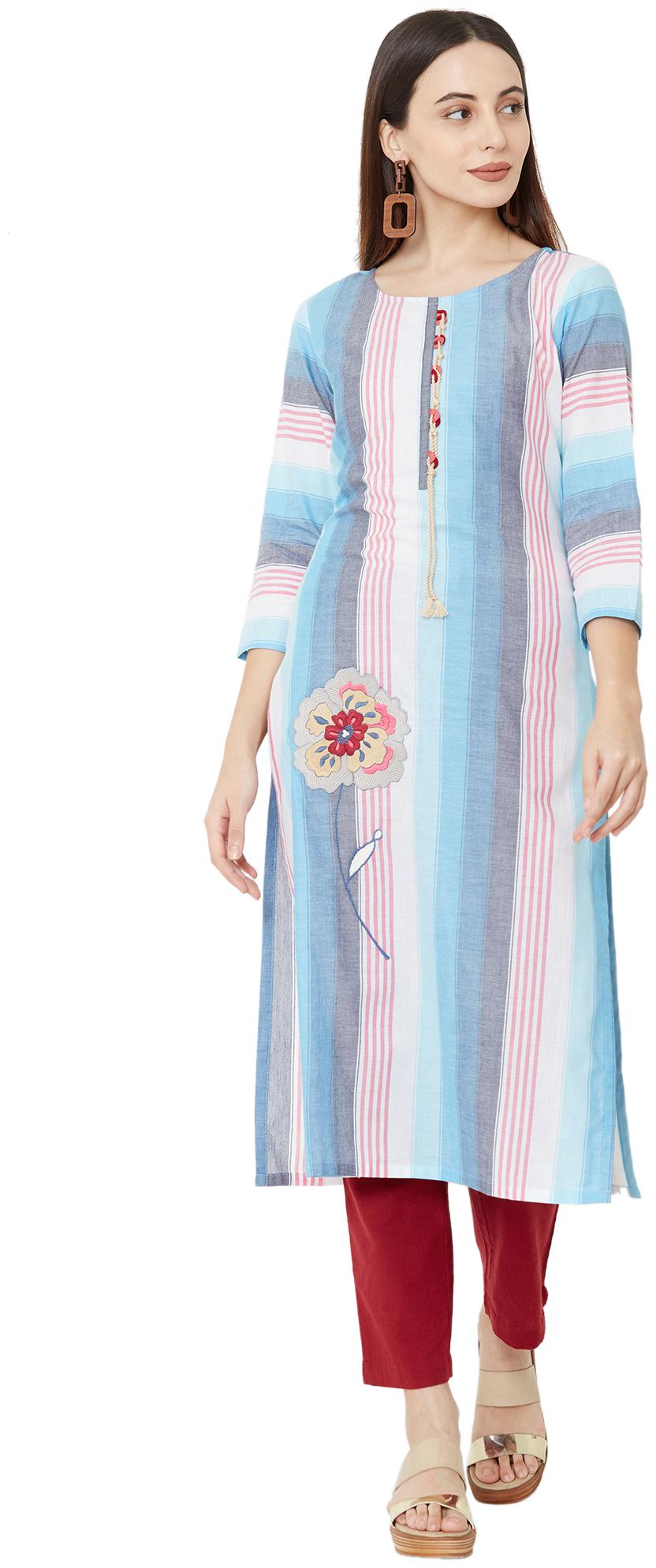 

OS Women Multi Embroidered Straight Kurti