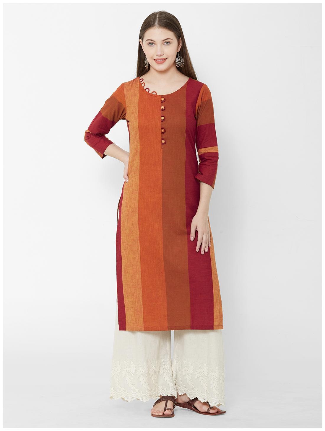 

OS Women Multi Striped Straight Kurta